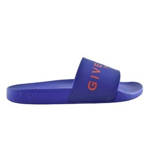 Givenchy Paris Blue Red Logo Rubber Pool Slide Sandal Flip Flop Flat 44 11